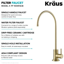 KRAUS Purita 100% Lead-Free Kitchen Water Filter Faucet in Spot Free Antique Champagne Bronze