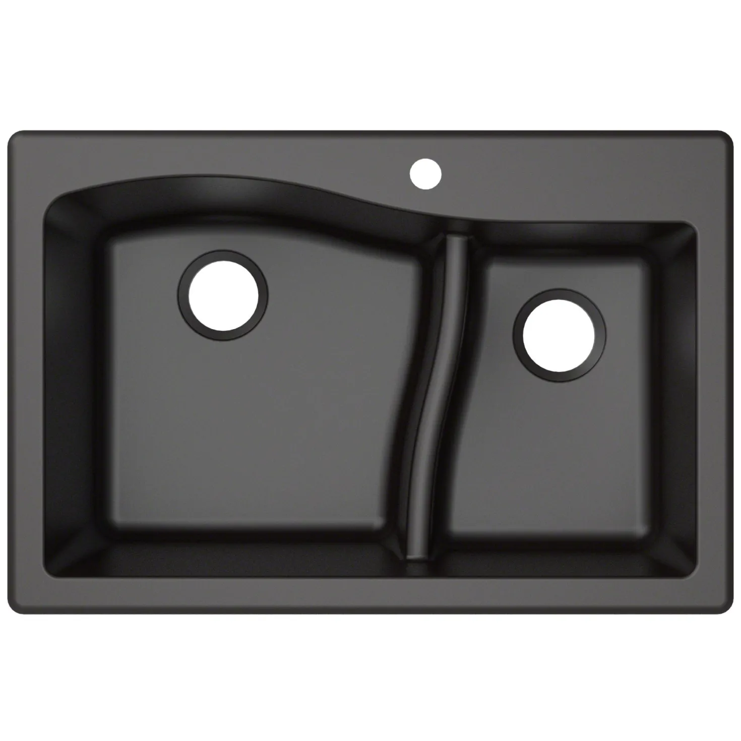 KRAUS Quarza 33" Black Dual Mount 60/40 Double Bowl Granite Kitchen Sink
