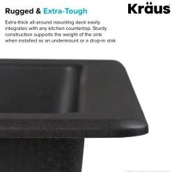 KRAUS Quarza 25" Dual Mount Composite Kitchen Sink and Strainer in Black