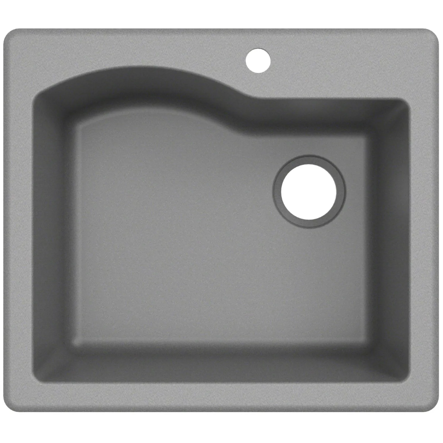 KRAUS Quarza 25" Dual Mount Single Bowl Granite Kitchen Sink in Grey
