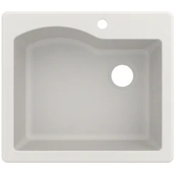 KRAUS Quarza 25" Dual Mount Single Bowl Granite Kitchen Sink in White