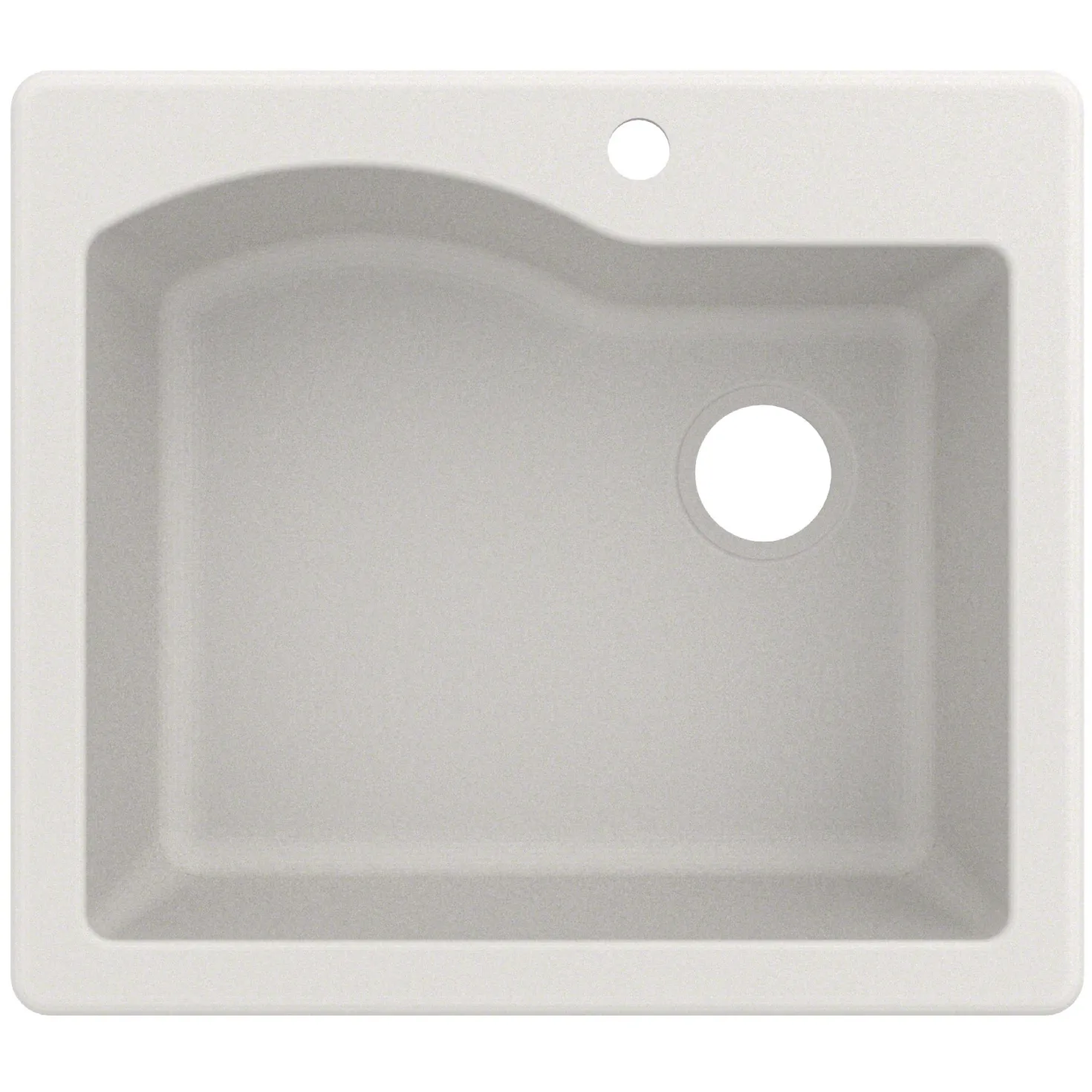 KRAUS Quarza 25" Dual Mount Single Bowl Granite Kitchen Sink in White