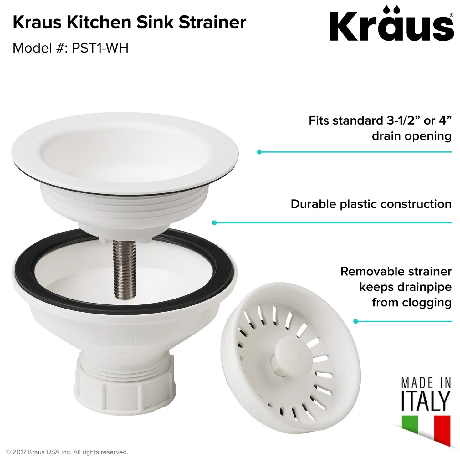 KRAUS Quarza 25" Dual Mount Single Bowl Granite Kitchen Sink in White