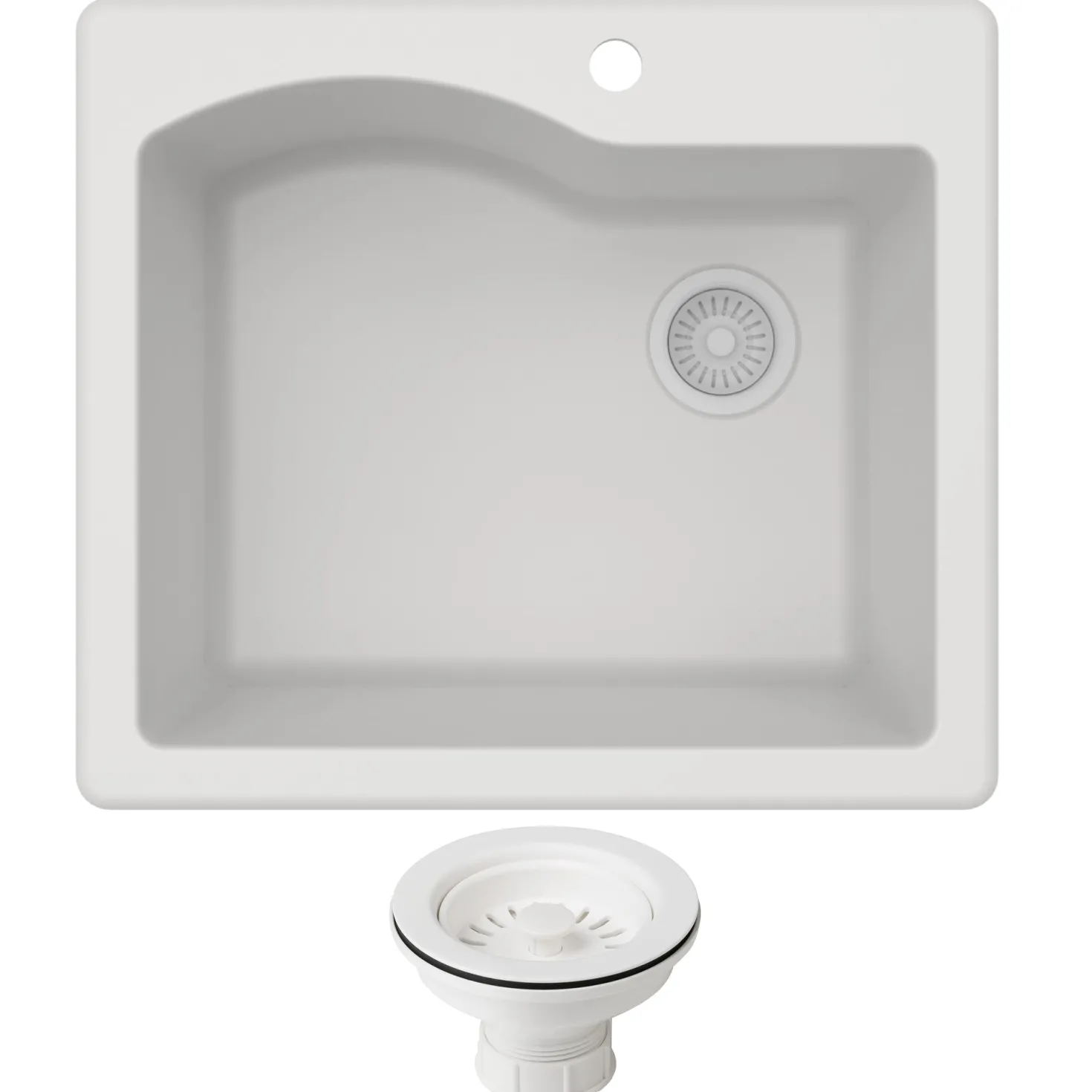KRAUS Quarza 25" Dual Mount Single Bowl Granite Kitchen Sink in White