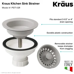 KRAUS Quarza 33" Grey Dual Mount 60/40 Double Bowl Granite Kitchen Sink
