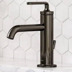 KRAUS Ramus Single Handle Bathroom Sink Faucet with Lift Rod Drain in Gunmetal - **Discontinued **