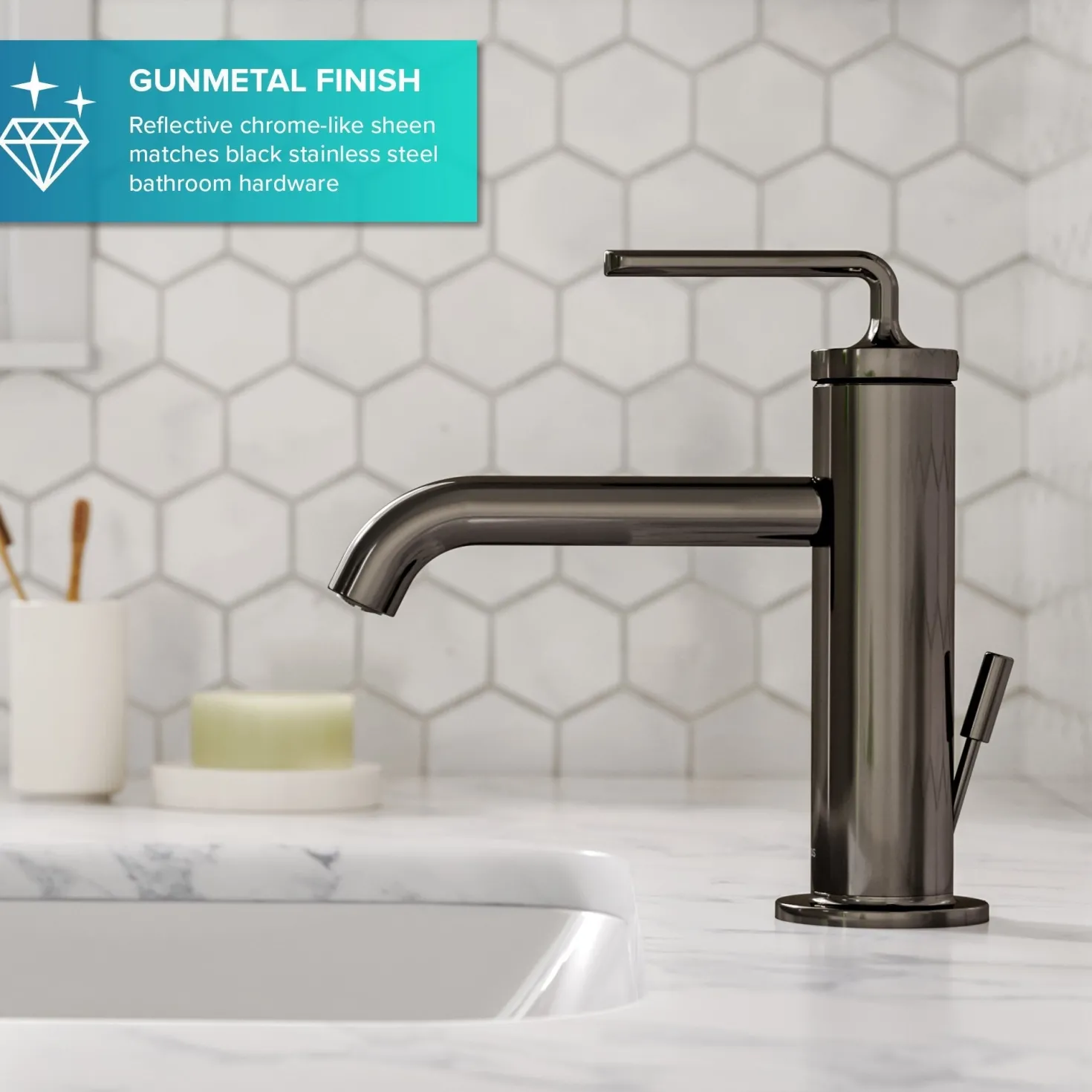 KRAUS Ramus Single Handle Bathroom Sink Faucet with Lift Rod Drain in Gunmetal - **Discontinued **