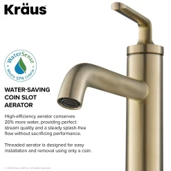 KRAUS Ramus Single Handle Bathroom Sink Faucet with Lift Rod Drain in Brushed Gold