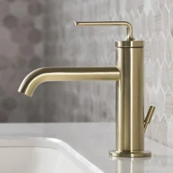 KRAUS Ramus Single Handle 2-Pack Bathroom Sink Faucet with Lift Rod Drain in Brushed Gold