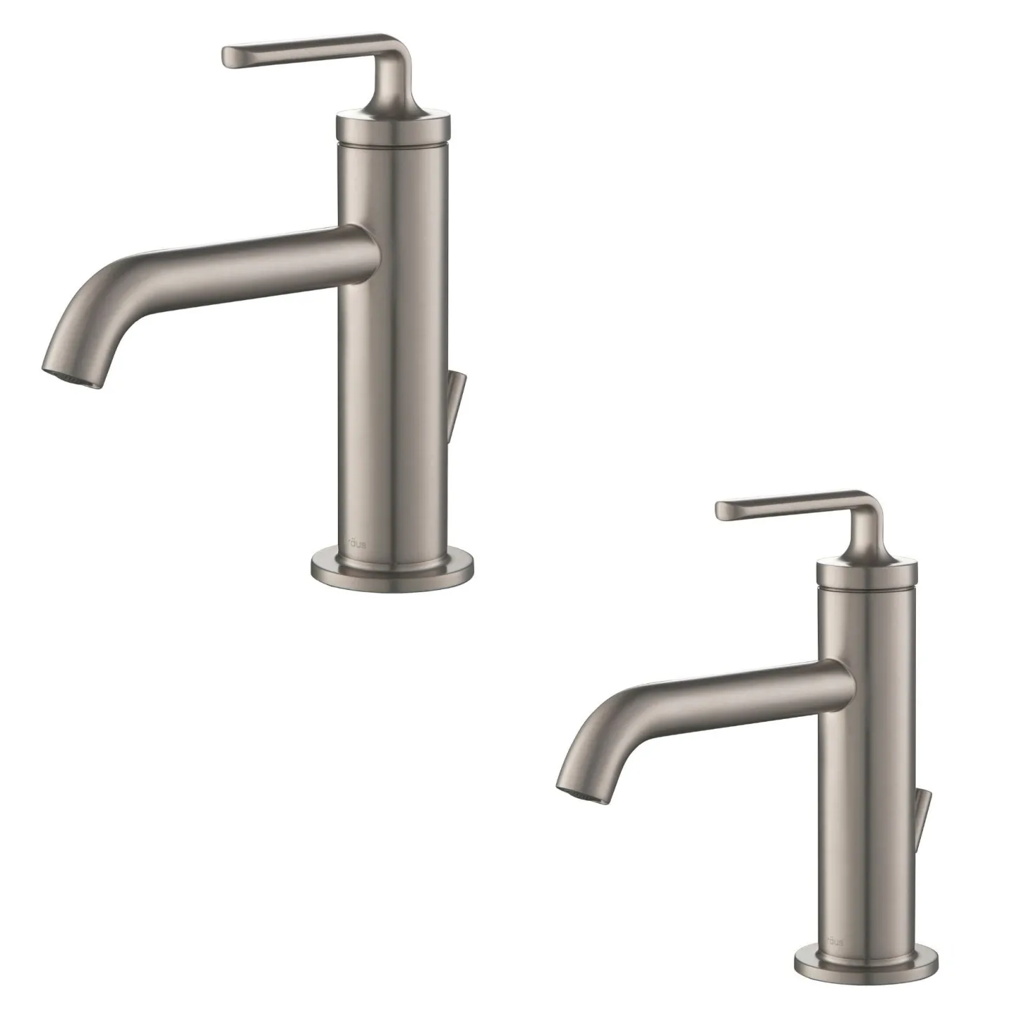 KRAUS Ramus Single Handle 2-Pack Bathroom Sink Faucet with Lift Rod Drain in Spot Free Stainless Steel