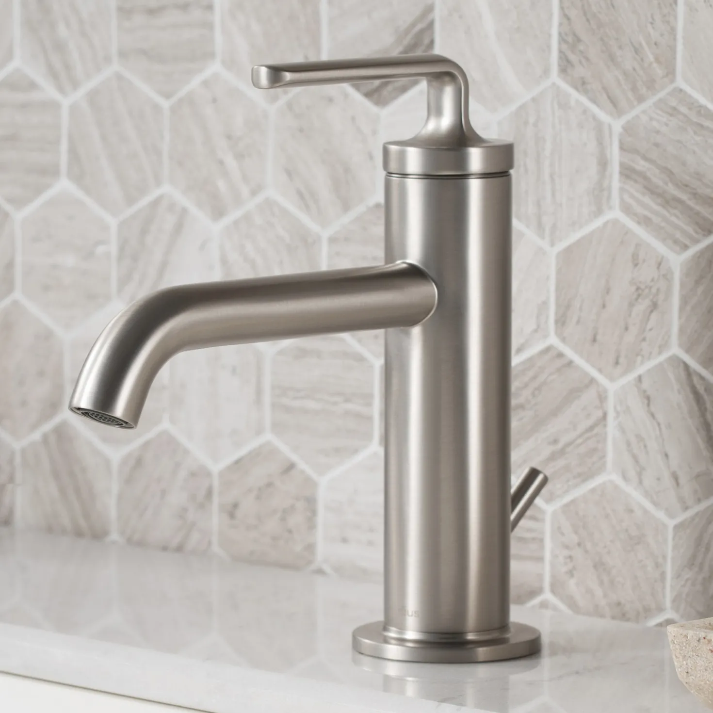KRAUS Ramus Single Handle 2-Pack Bathroom Sink Faucet with Lift Rod Drain in Spot Free Stainless Steel