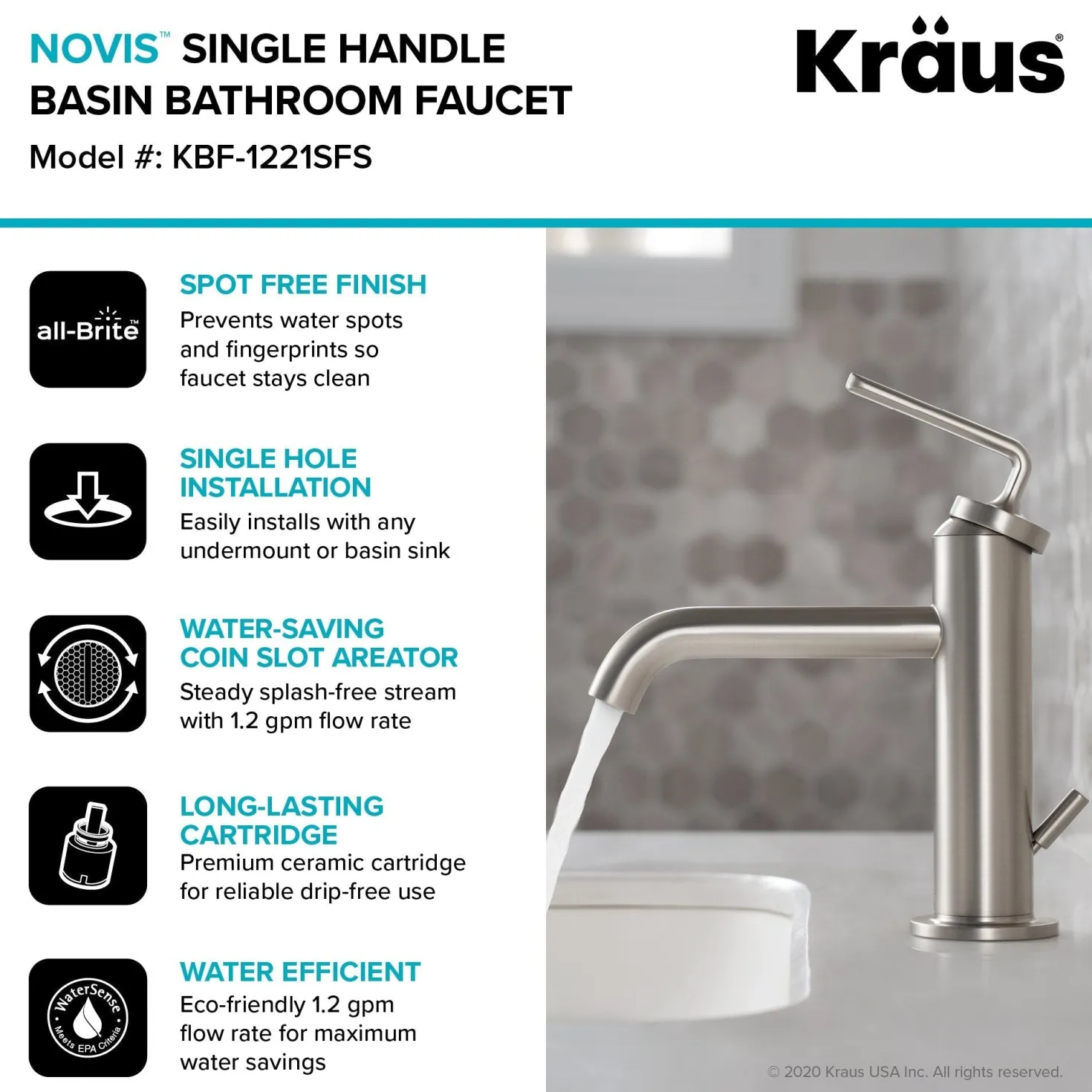 KRAUS Ramus Single Handle 2-Pack Bathroom Sink Faucet with Lift Rod Drain in Spot Free Stainless Steel