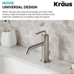 KRAUS Ramus Single Handle 2-Pack Bathroom Sink Faucet with Lift Rod Drain in Spot Free Stainless Steel