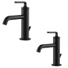 KRAUS Ramus Single Handle 2-Pack Bathroom Sink Faucet with Lift Rod Drain in Matte Black