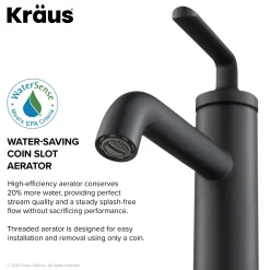 KRAUS Ramus Single Handle 2-Pack Bathroom Sink Faucet with Lift Rod Drain in Matte Black