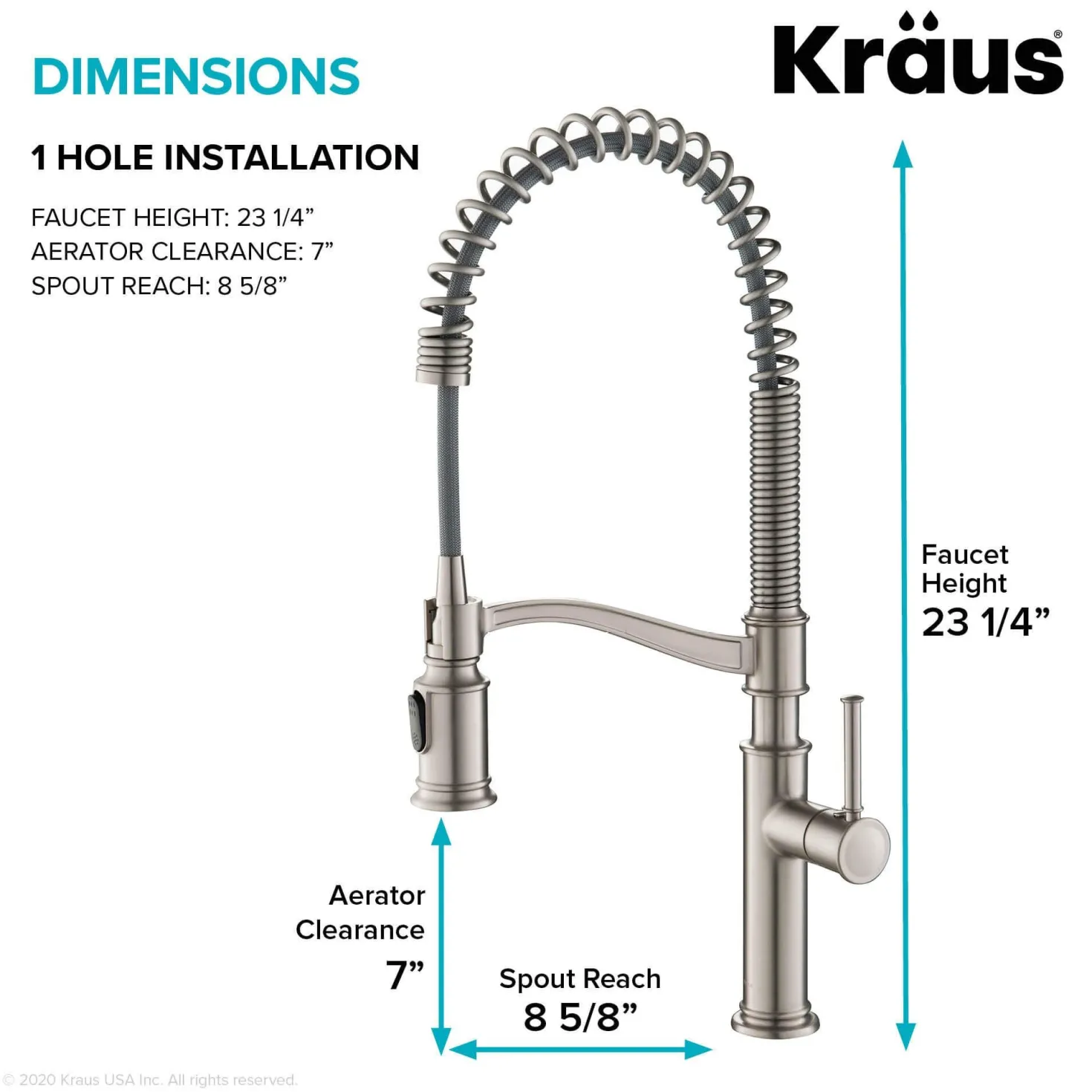 KRAUS Sellette Commercial Style Pull-Down Kitchen Faucet with Deck Plate and Soap Dispenser in Spot Free Stainless Steel