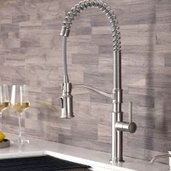 KRAUS Sellette Commercial Style Pull-Down Kitchen Faucet in Spot Free Stainless Steel