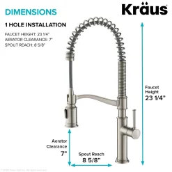 KRAUS Sellette Commercial Style Pull-Down Kitchen Faucet in Spot Free Stainless Steel