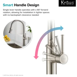 KRAUS Sellette Single Handle Pull Down Kitchen Faucet with Dual Function Sprayhead in Spot Free all-Brite Stainless Steel