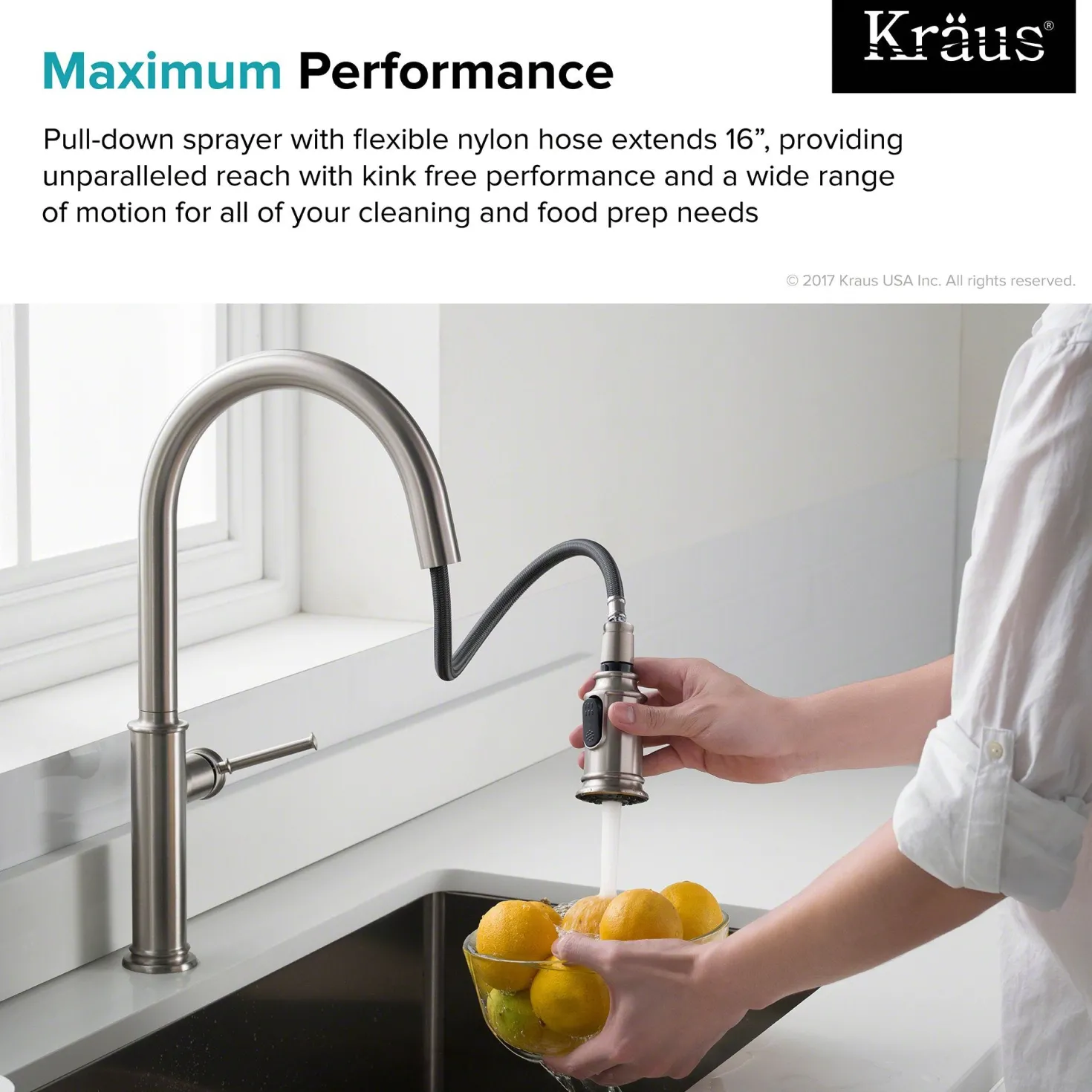 KRAUS Sellette Single Handle Pull Down Kitchen Faucet with Dual Function Sprayhead in Spot Free all-Brite Stainless Steel