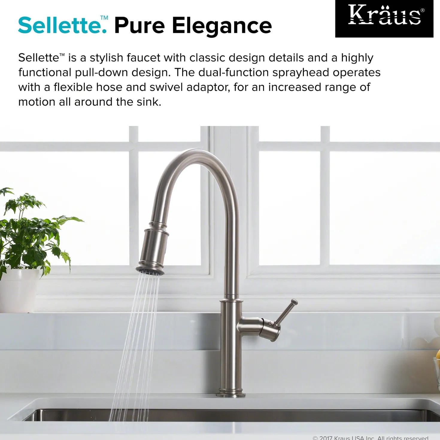 KRAUS Sellette Single Handle Pull Down Kitchen Faucet with Dual Function Sprayhead in Spot Free all-Brite Stainless Steel