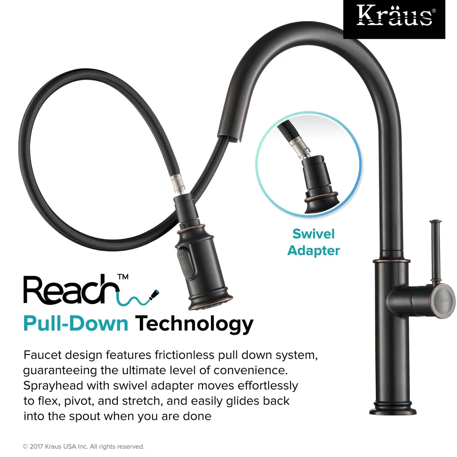 KRAUS Sellette Single Handle Pull Down Kitchen Faucet with Dual Function Sprayhead in Oil Rubbed Bronze