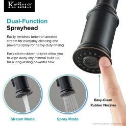 KRAUS Sellette Single Handle Pull Down Kitchen Faucet with Dual Function Sprayhead in Oil Rubbed Bronze