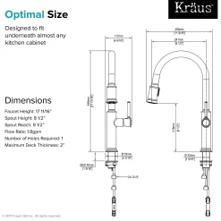 KRAUS Sellette Single Handle Pull Down Kitchen Faucet with Deck Plate and Soap Dispenser in Oil Rubbed Bronze