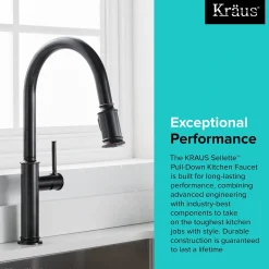 KRAUS Sellette Single Handle Pull Down Kitchen Faucet with Deck Plate and Soap Dispenser in Oil Rubbed Bronze