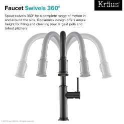 KRAUS Sellette Single Handle Pull Down Kitchen Faucet with Deck Plate and Soap Dispenser in Oil Rubbed Bronze