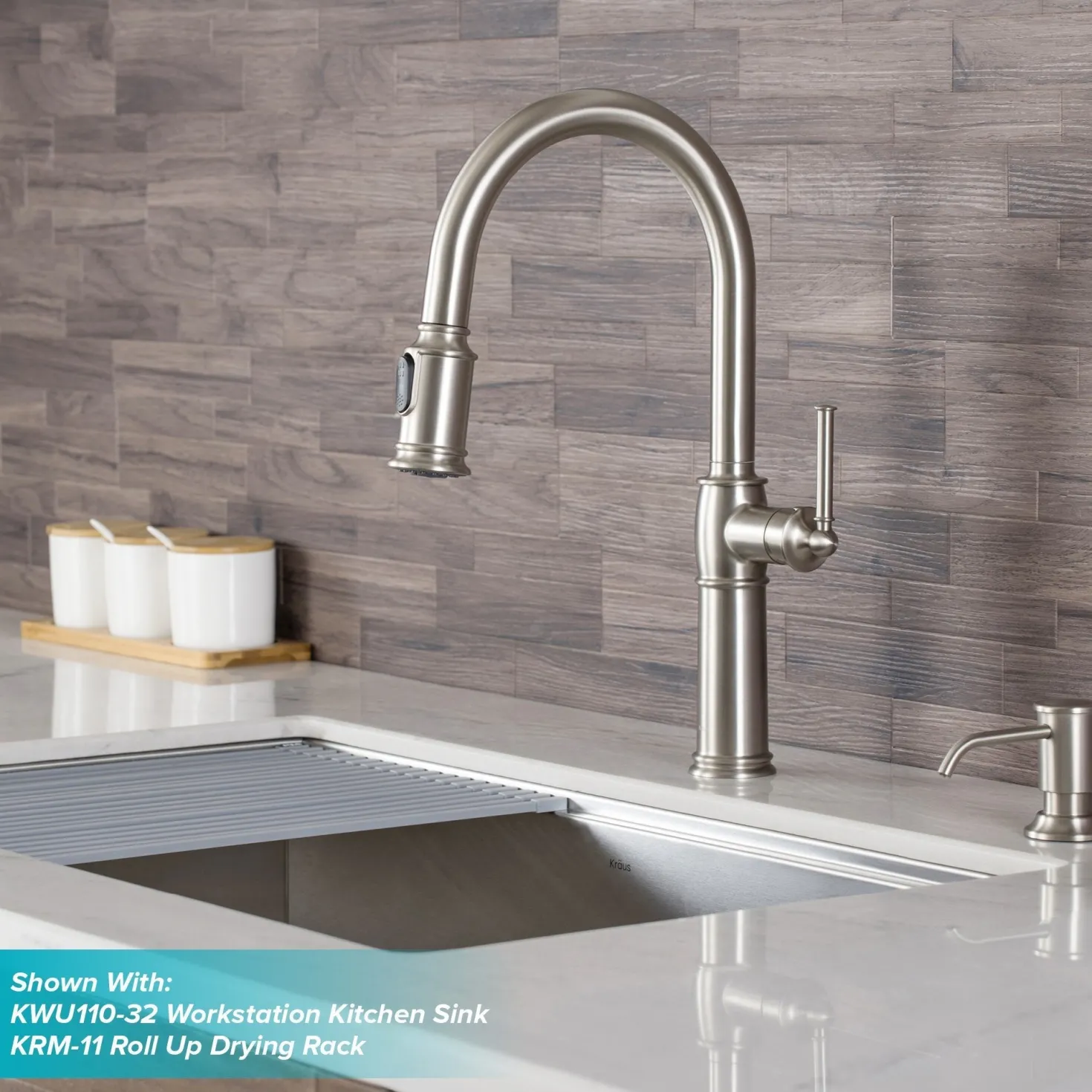 KRAUS Sellette Traditional Single Handle Pull-Down Kitchen Faucet in Spot Free Stainless Steel