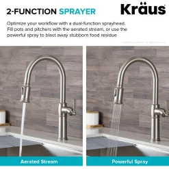 KRAUS Sellette Traditional Single Handle Pull-Down Kitchen Faucet in Spot Free Stainless Steel