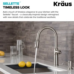 KRAUS Sellette Traditional Single Handle Pull-Down Kitchen Faucet in Spot Free Stainless Steel