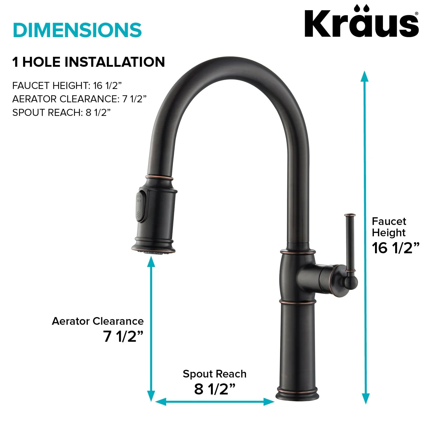 KRAUS Sellette Traditional Single Handle Pull-Down Kitchen Faucet in Oil Rubbed Bronze