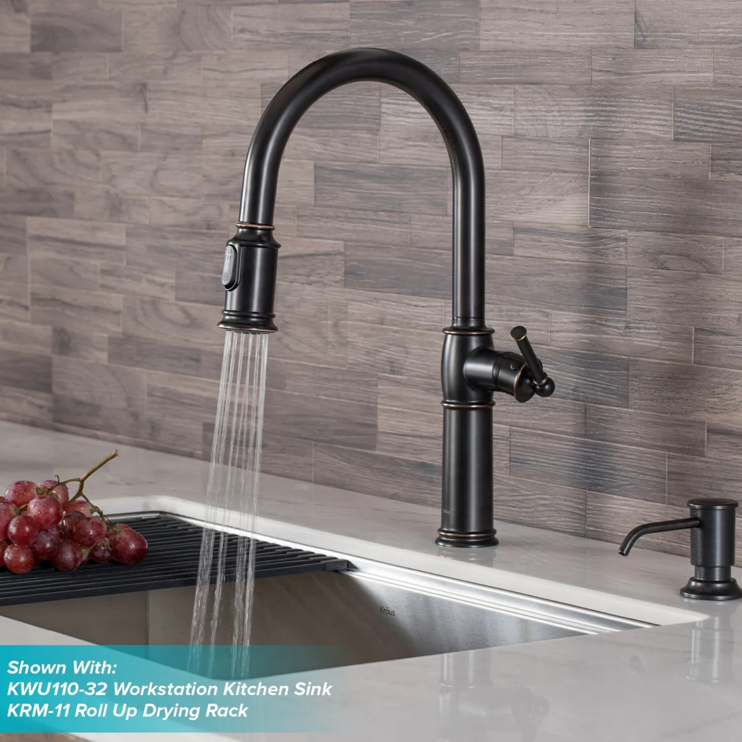 KRAUS Sellette Traditional Single Handle Pull-Down Kitchen Faucet in Oil Rubbed Bronze