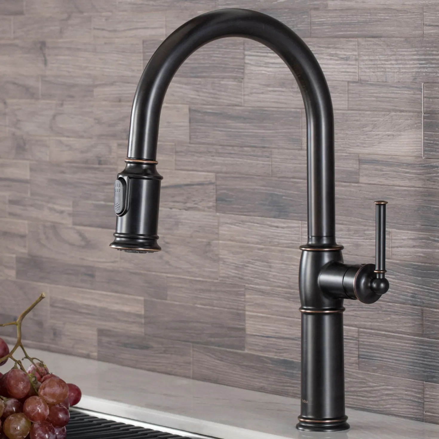 KRAUS Sellette Traditional Single Handle Pull-Down Kitchen Faucet in Oil Rubbed Bronze