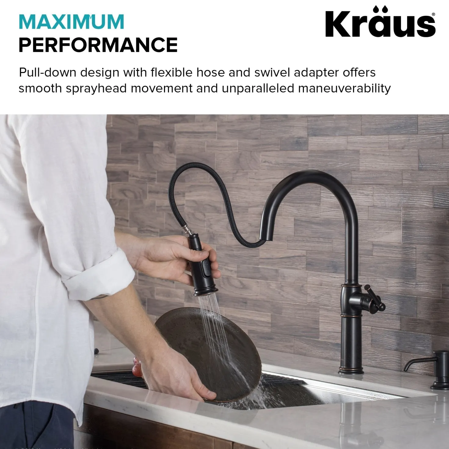 KRAUS Sellette Traditional Single Handle Pull-Down Kitchen Faucet in Oil Rubbed Bronze