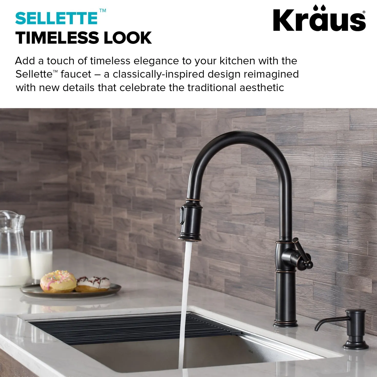 KRAUS Sellette Traditional Single Handle Pull-Down Kitchen Faucet in Oil Rubbed Bronze