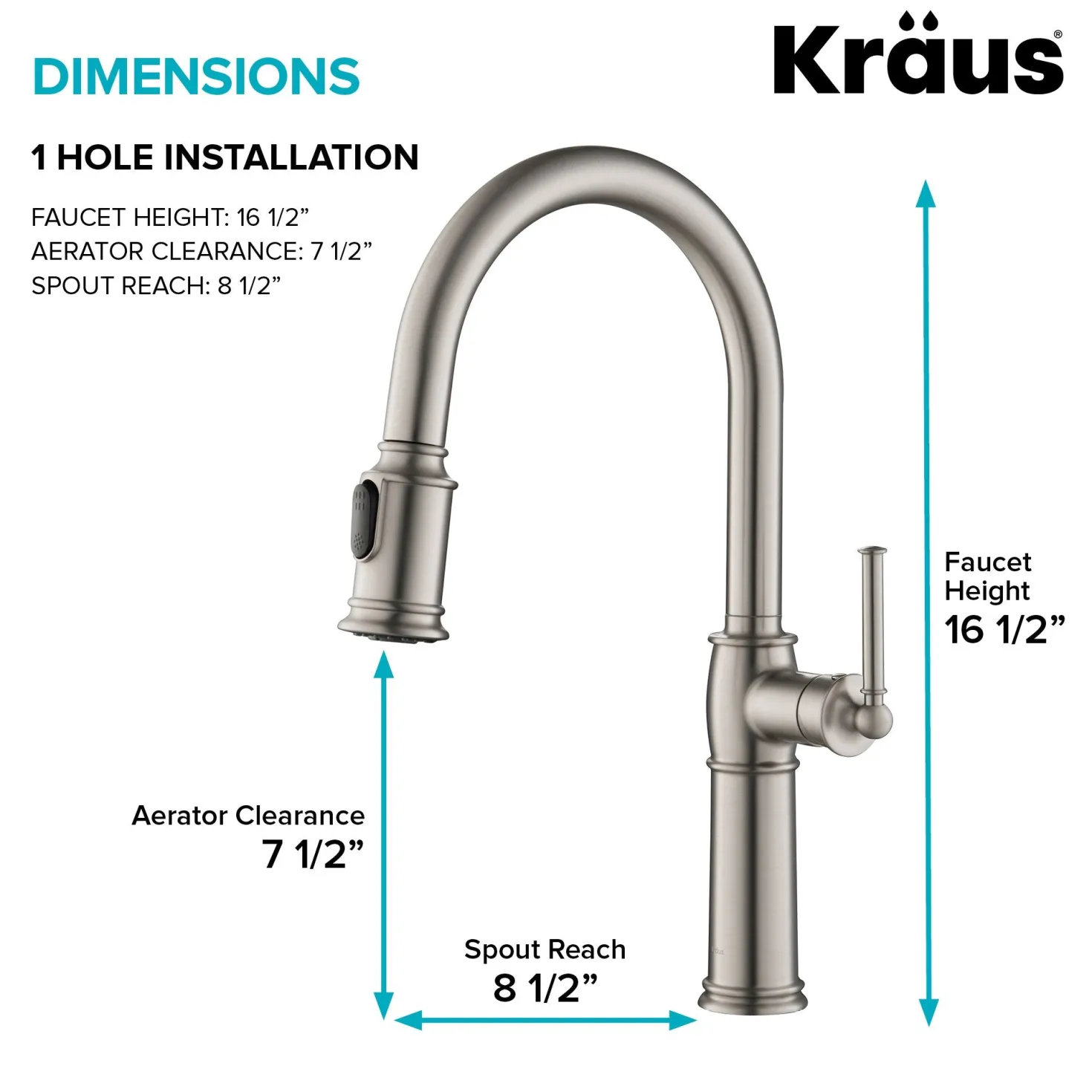KRAUS Sellette Traditional Single Handle Pull-Down Kitchen Faucet with Soap Dispenser and Deck Plate in Spot Free Stainless Steel