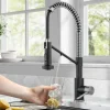 KRAUS Single Handle Kitchen Faucet with Integrated Dispenser for Water Filtration in Spot-Free Stainless Steel & Matte Black