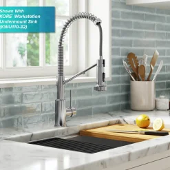 KRAUS Single Handle Kitchen Faucet with Integrated Dispenser for Water Filtration in Chrome