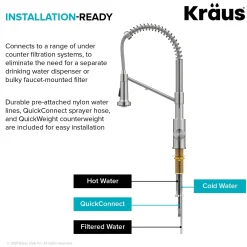 KRAUS Single Handle Kitchen Faucet with Integrated Dispenser for Water Filtration in Chrome