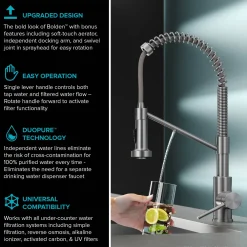 KRAUS Single Handle Kitchen Faucet with Integrated Dispenser for Water Filtration in Chrome