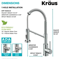 KRAUS Single Handle Kitchen Faucet with Integrated Dispenser for Water Filtration in Chrome