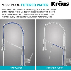 KRAUS Single Handle Kitchen Faucet with Integrated Dispenser for Water Filtration in Chrome