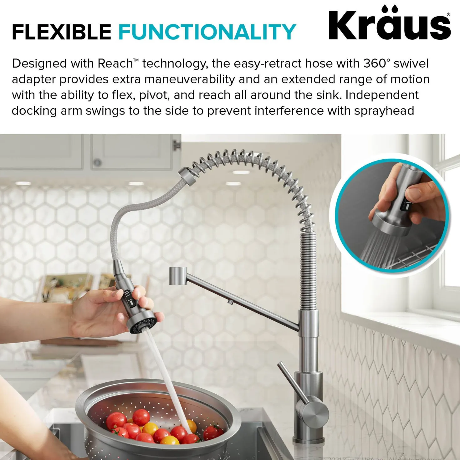 KRAUS Single Handle Kitchen Faucet with Integrated Dispenser for Water Filtration in Chrome