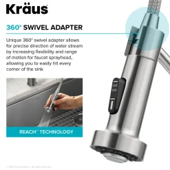 KRAUS Single Handle Kitchen Faucet with Integrated Dispenser for Water Filtration in Matte Black