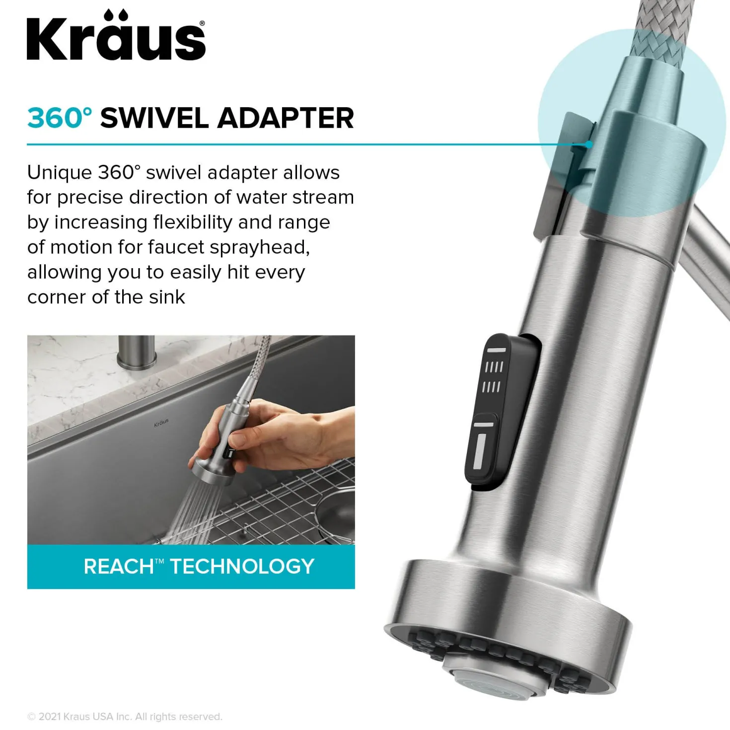 KRAUS Single Handle Kitchen Faucet with Integrated Dispenser for Water Filtration in Matte Black