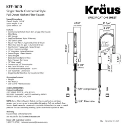 KRAUS Single Handle Kitchen Faucet with Integrated Dispenser for Water Filtration in Brushed Brass