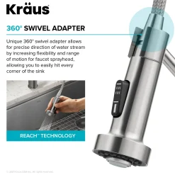 KRAUS Single Handle Kitchen Faucet with Integrated Dispenser for Water Filtration in Brushed Brass